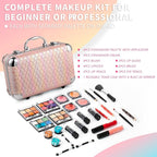 Hot Sugar All In One Makeup Set for Teen Girls - Full Makeup Kit for Beginners With Eye Shadow Palette, Blush, Lip Gloss, Brush, Mirror (Pink Heart)