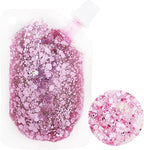 MEICOLY Pink Face Glitter,Pink Out Accessories for Spirit Week,Sparkle Hair Glitter Face Paint,Singer Concerts Lover Heart Glitter Makeup,Body Glitter for Women Kids