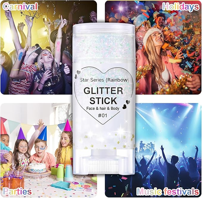 Sparkling Pink Body Glitter Stick, Halloween Face Glitter Makeup,Holographic Hair Glitters Mermaid Makeup Rave Outfits for Women, Shimmer Face Paint Stick for Christmas (Sparkling Pink)