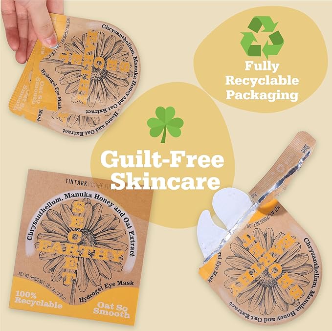 Oat Hydrogel Under Eye Patches for Sensitive Skin 28 Pairs 5 Minute Soothing Hydrating Eye Pads with Oat and Honey Gentle Eye Care Mask for Dry Tired Eyes Ophthalmologist Tested