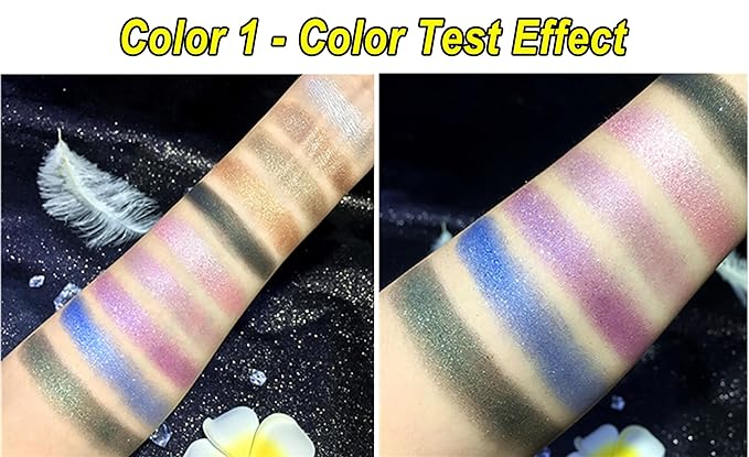 Glitter Eyeshadow Palette, 10 Colors Sparkle Shimmer & Matte Eye Shadow Highly Pigmented Waterproof Long Lasting Makeup Set (Color 1)