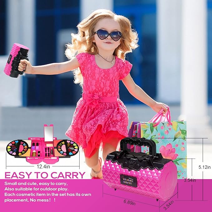 Kids Makeup Kit for Girl - 59 PCS Real and Safe Make up for Kids Girls, Washable Little Girls Makeup, Princess Toy Makeup Kit for Children, Girls Toys Age 4-12, Birthday Christmas Gifts for Girls