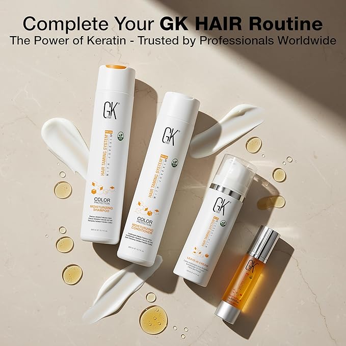 GK HAIR Oil - Argan Oil Heat Protectant Serum - Lightweight Hair Serum - Perfect For Keratin, Frizzy, Curly, Dry & Damaged Adds Shine and Smooths - Paraben, Phthalate and Sulfate Free 1.69 Oz