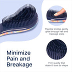 Crave Naturals Glide Thru Detangler Brush Pack of 2 - Curly Hair Brush for Women and Kids - Wet and Dry Comb for Adults - Soft Flexible Bristles for Gentle Use - Pink and Soft Hazy Swirl