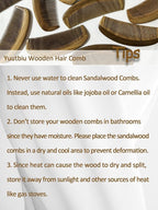 Green Sandalwood Teasing Hair Comb - Anti Static Fine Tooth Wooden Styling Brush for Smoothing, Detangling & Volumizing Thin/Fine Hair (No Handle)