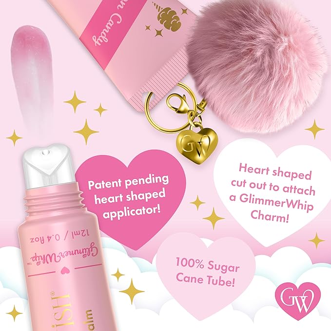 Glimmer Wish Glimmer Whip Hydrating Lip Balm – Moisturizing Lip Care with Organic Oils & Butters – Vegan Lip Moisturizer (Cotton Candy)
