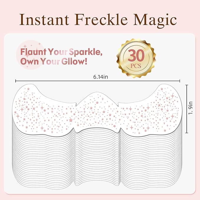 Glitter Freckles Face Tattoo, 30PCS Rose Gold Body Glitter Temporary Tattoos Sparkle Patches for Women, Waterproof Fake Freckles,Festival Rave Outfits Festival Decorations (Rose Gold)