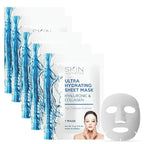 Hyaluronic & Collagen Sheet Face Mask - Skin Firming, Anti-Aging, Moisturizing & Plumping - Dermatologist Tested Korean Skincare - Clean Beauty, Cruelty-Free - 5 Masks
