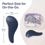 Crave Naturals Glide Thru Detangling Hair Brush for Adults and Kids - Detangler Hairbrush for Curly or Straight, Wet or Dry Hair - Gentle on Tangles Comb - Navy Blue and Blue Cheetah (Pack of 2)