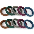 BAOLI 100PCS Seamless Hair Ties, Soft Ponytail Holders, Nylon Thick Hair Ties Bands, Large Hair Elastic Holder No Damage for Heavy Hair, 2 Inch in Diameter, 5 Colors with Gold Thread