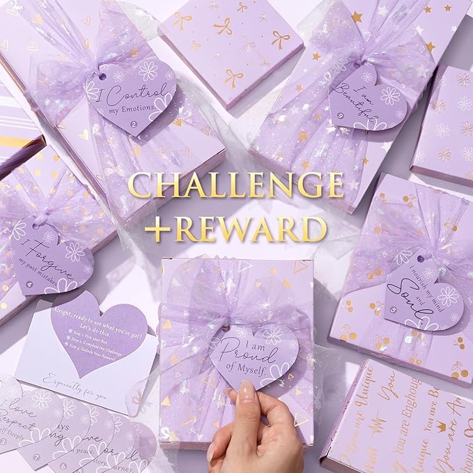 Teen Girl Gifts Trendy Stuff, 10 Positive Affirmation Cards & Empowering Challenges to Unlock 10 Wrapped Makeup Gift Set Motivational Birthday Christmas Gift Stocking Stuffers for Tween & Teenage Girl