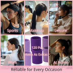 LuSeren 120 Pcs Purple Hair Ties for Women, No Damage Soft Seamless Nylon Hair Elastics for Thick Hair, Ponytail Holders, 3 Gradient Purple Hair Accessories