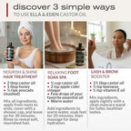 Ella & Eden Organic Castor Oil - Big 32 Fl Oz Glass Bottle - Cold-Pressed, Hexane-Free, USDA Certified, Unrefined & 100% Pure - For Hair Growth, Face, Skin