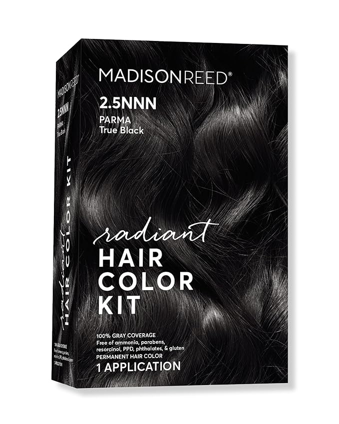 Madison Reed Radiant Hair Color Kit - 2.5NNN Soft Black (Parma Black), 100% Gray Hair Coverage Permanent Hair Dye for Resistant Grays | PPD-Free & Ammonia-Free, 1 Pack