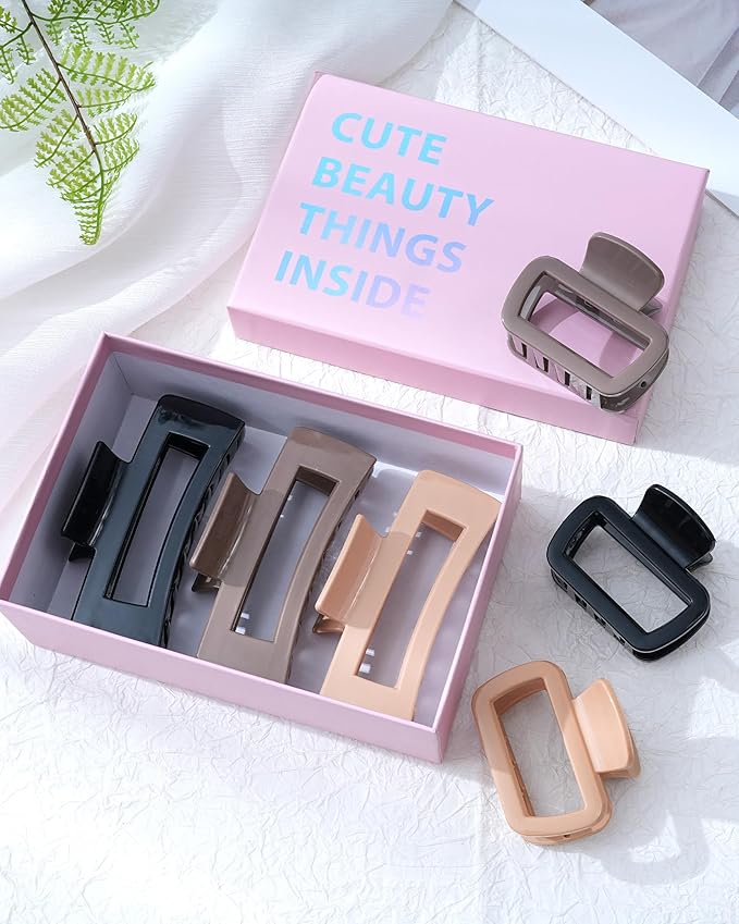 Mesovor 2 Styles Silicone Flexible Hair Claw Clips, 6 Pack Soft Bendable Hair Clips for Women | Rectangle Small Large Cozy Hairclips (Dark Khaki, Coffee, Black)