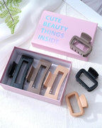 Mesovor 2 Styles Silicone Flexible Hair Claw Clips, 6 Pack Soft Bendable Hair Clips for Women | Rectangle Small Large Cozy Hairclips (Dark Khaki, Coffee, Black)