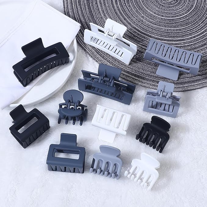 3 Styles Hair Clips for Women Small Medium Big Claw Clips for Thin Thick Hair 12 Pcs Hair Claw Clips Hair Clips Combination Hair Accessories for Women (Grey)