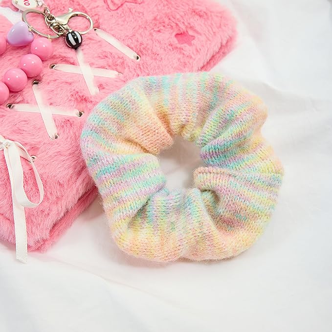 Thick Large Pink Hair Scrunchie for Women Soft Knit Scrunchie Everyday Stylish Tie Dye Hair Accessories