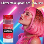 MEICOLY Red Face Body Glitter Stick,Hair Glitter Stick for Women,Sparkle Chunky Glitter Makeup for Halloween Mardi Gras,Waterproof Face Glitter for Party Rave Festival