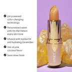 Winky Lux Citrine Glimmer Balm – Nourishing pH Lip Balm with Color Changing Golden Pink Tint, Hydrating Ceramides Soften Lips, Coconut Scent