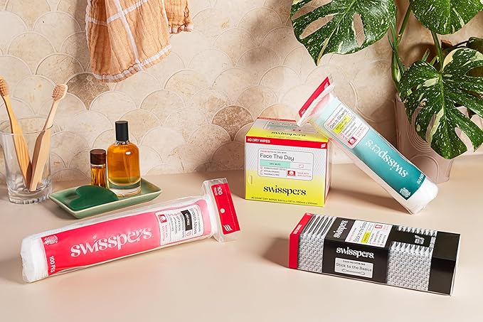 Swisspers Premium Cotton Rounds – 100 Count (Pack of 6) - 100% Pure Cotton - Soft, Absorbent, Hypoallergenic Pads for Makeup Removal, Skincare, Baby Care and Facial Cleansing - Lint Free