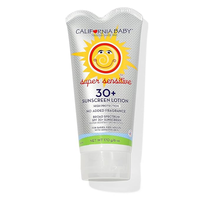 California Baby Super Sensitive SPF 30+ Sunscreen | Unscented | Mineral Based | Baby Sunscreen for Face + Body | Titanium Dioxide | 170 grams / 6oz