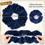 CEELGON Navy Blue Big Velvet Scrunchie 6.5 Inches Jumbo Scrunchies Hair Ties Oversized Ponytail Holder for Thick Curly Hair Extra Large Hair Accessories for Women (Navy Blue)