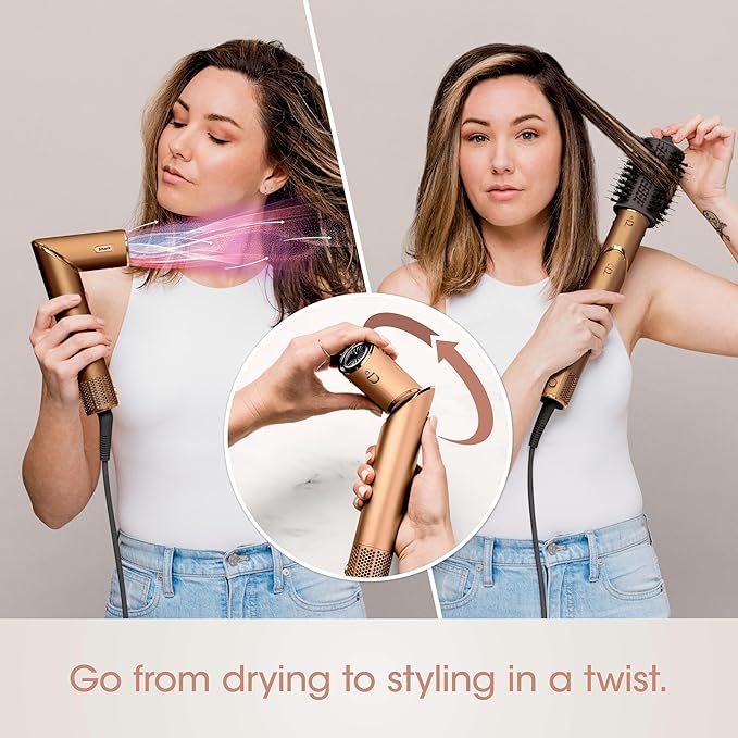 Shark FlexStyle® (Special Edition) | Air Styling & Drying System | Powerful Hair Dryer Brush & Multi-Styler | Auto-Wrap Curlers, Oval Brush, Concentrator, & Storage Bag Included | Copper | HD433CP