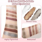 UCANBE 8 Color Matte Sparkling Shimmer Baked Eyeshadow Palette – Highly Pigmented, Smooth & Blendable Formula with Neutral & Earthy Tones for Everyday & Dramatic Eye Makeup Pallet