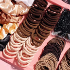 YANRONG 1159PCS Hair Accessories for Woman Set Seamless Ponytail Holders Variety Hair Scrunchies Hair Bands Scrunchy Hair Ties For Thick and Curly (Brown)
