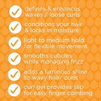 Curl Defining Gel - 100% Vegan, Cruelty Free, Paraben Free - Deep Moisture, Medium Hold, Aloe Vera Based Gel for Curly Hair - Anti-Frizz Curl Definer, Loose Curls and Wavy Hair - 8 Oz