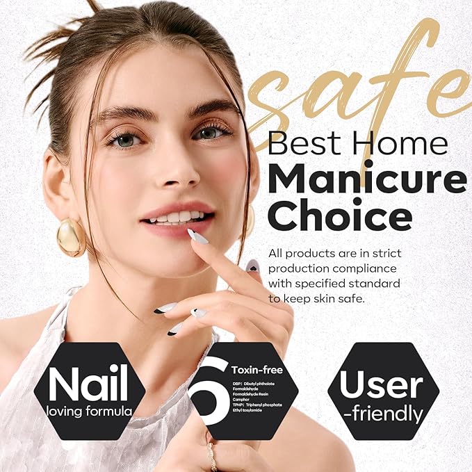 modelones Nail Polish Set, 6 Colors White Black Nail Polish with Magnet Glitter Cat Eye Magnetic Non Toxic Quick Dry Fingernail Polish Salon Home DIY Gifts For Women Girl