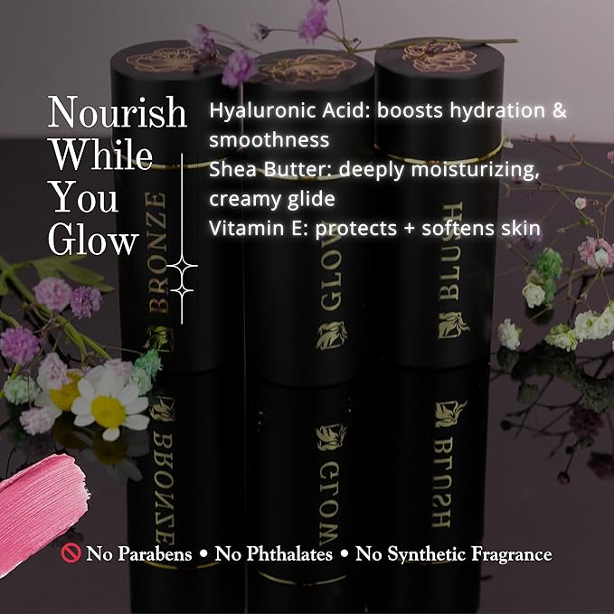 Contour Trio with Cream Blush, Bronzer & Highlighter - Buildable, Pigmented Hydrating Formula with Shea Butter, Vitamin E, Hyaluronic Acid & Squalane; Gift Set (Twilight, Regular Trio)