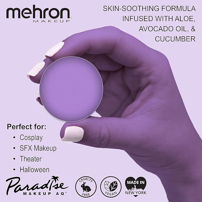 Mehron Makeup Paradise Makeup AQ Refill Size | Stage & Screen Performance, Face & Body Painting, Beauty, Cosplay, and Halloween | Water Activated Face Paint, Body Paint .25 oz (7 ml) (PURPLE)
