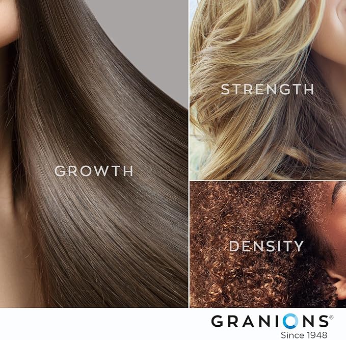Granions Hair Supplements for Hair Growth Powder - Strength, Thickness, Density, Loss Support for Women and Men - Collagen Peptides, Biotin 10,000, Keratin, Aminos, B Vitamins, Zinc, Selenium - 10.5oz