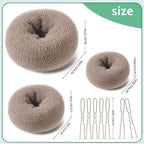 TsMADDTs Hair Bun Set, 4PCS Tan Brown Hair Donut Bun Maker with 20PCS U Shaped Bobby Pins for Dance