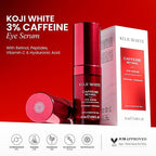 Koji White 3% Caffeine Eye Serum for Puffiness & Dark Circles with 0.2% Retinol, Peptides, Hyaluronic Acid & Vitamin C - Fragrance-Free, Unscented for Sensitive Skin, Vegan Skincare 0.50 Fl Oz