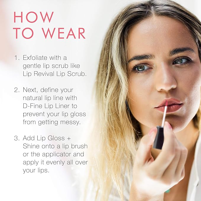 Beauty For Real Lip Gloss + Shine, Light My Fire - Opaque Everyday Red - Non-Sticky Plumping & Hydrating Gloss - Light & Mirror In Cap - Contains Marine Collagen - 0.15 fl oz