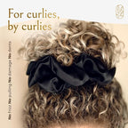 Silk Scrunchies for Women Ponytail Holders – Oversized Mulberry Silk Scrunchies – Extra Large No Damage Hair Ties for Curly, Thick, and Thin - Hair Accessories for Women – Black, XL By Curlfriend
