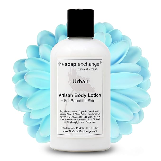 The Soap Exchange Body Lotion - Urban Scent - Hand Crafted 8 fl oz / 240 ml Natural Artisan Skin Care for Hand, Face, & Body, Moisturize, Hydrate, & Protect. Made in the USA.