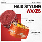 Immortal NYC Captain Black Hair Wax - 8 out of 9 Holding Ability, Max Shine - All Natural Water-Based Hair Wax for Men - No Residue, All Hair Types