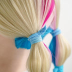 MEEDEE Ombre Blue Hair Accessories - 100 Pack Soft Ribbon Knotted Hair Ties for Women, No Crease, No Damage, Ouchless, Ideal for Ponytails, Yoga, and Bracelets