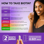 Biotin | Collagen | Hyaluronic Acid | Keratin - Clinically Tested Supplement - Hair Growth Support, Skin & Nails - 25000 mcg Vitamins B2, B3, B6 & B7 + B1 - Made in USA - Women & Men | 120 Capsules