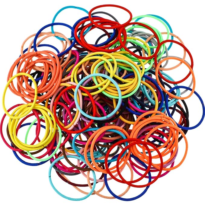 TecUnite 200 Pieces No Metal Hair Elastics Bulk Rubber Bands Hair Ties Ponytail Holders for Women(Multicolor)