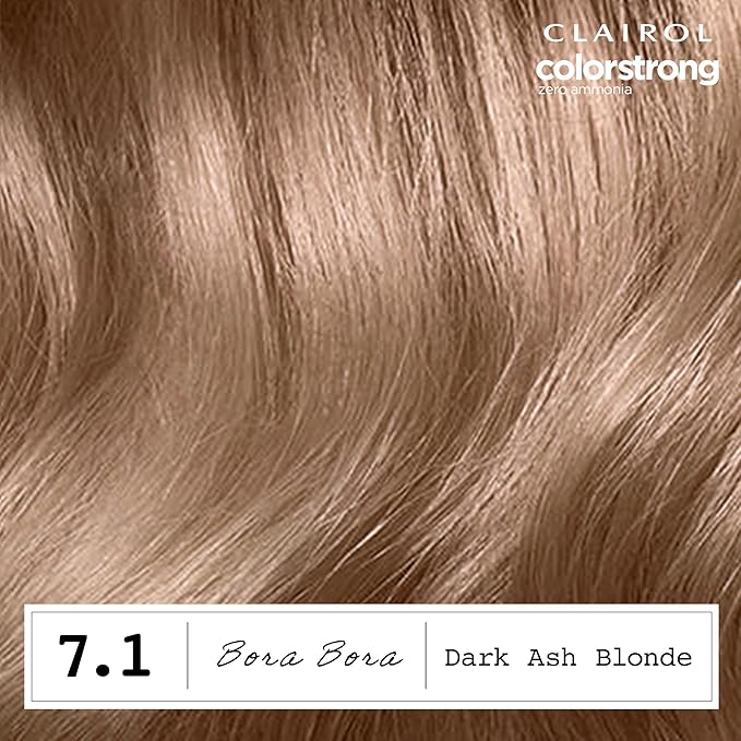 Clairol ColorStrong Permanent Zero Ammonia Hair Dye, 7.1 Dark Ash Blonde - Bora Bora Hair Color, Pack of 2