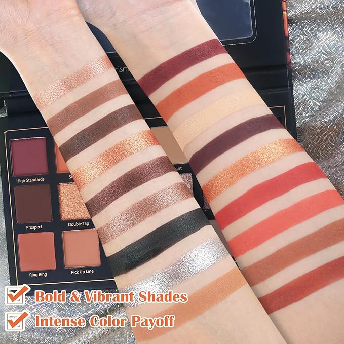 Prism Makeup Matte Eyeshadow Palette Pro 18 Colors Pigmented Shimmer Glitter Eye Shadow Palette, Long Lasting Waterproof Smokey Powder Cosmetics Halloween Makeup Kit (01# Seductress)