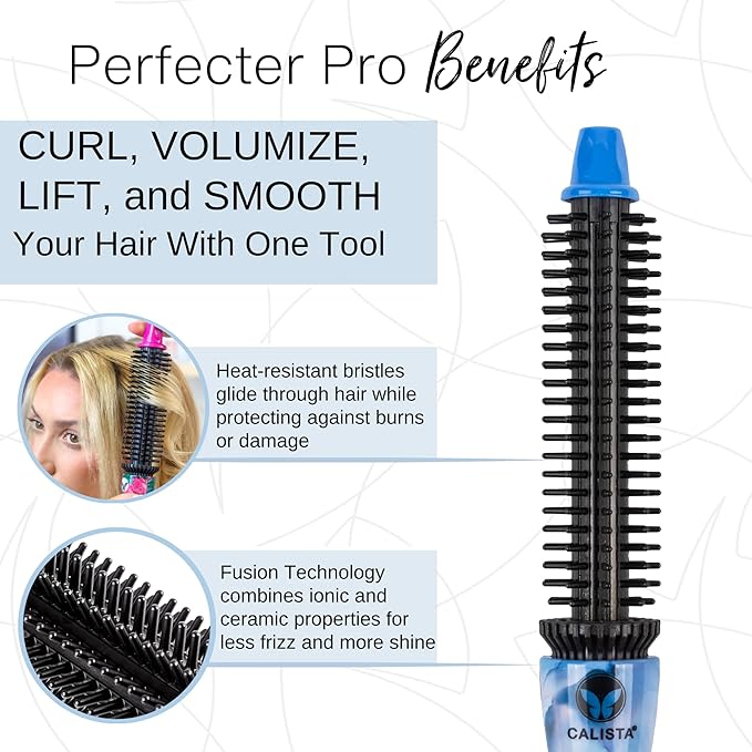 CALISTA Perfecter Pro Heated Round Brush | Lift, Volumize, and Style with No Heat Damage for Healthier-Looking Hair | 4 Sizes for Most Hair Types | Dual Voltage & Adjustable Temp (0.5, Rose Gold)