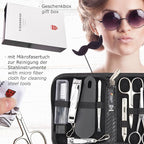 3 Swords Germany - brand quality 10 piece manicure pedicure grooming kit set fashion leather case in gift box, travel setMade by 3 Swords