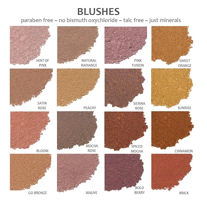 DEMURE Mineral Blush Makeup (Natural Radiance), Loose Powder, Neutral, Satin Finish, 12 Shades, Cruelty Free