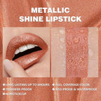 Metallic Liquid Lipstick Brown – High Pigment Long-Lasting Waterproof Metallic Lip Color, Smudge-Proof, Non-Sticky, Bold Lip Gloss for Parties & Stage Makeup (Better Me)